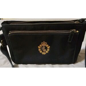 Lauren Ralph Lauren Polo Small Navy Blue Shoulder Bag With Gold Logo Crest Y2K
